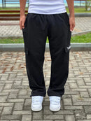 Calça Cargo de Moletom Bordado Trip Side Preto