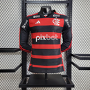 Camisa Flamengo Manga Longa Jogador Todos os Patrocínios - 24/25
