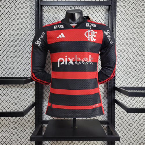 Camisa Flamengo Manga Longa Jogador Todos os Patrocínios - 24/25