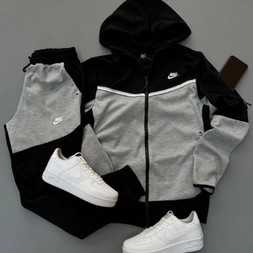 Conjunto Nike Preto + Tênis Air Force 1 Branco