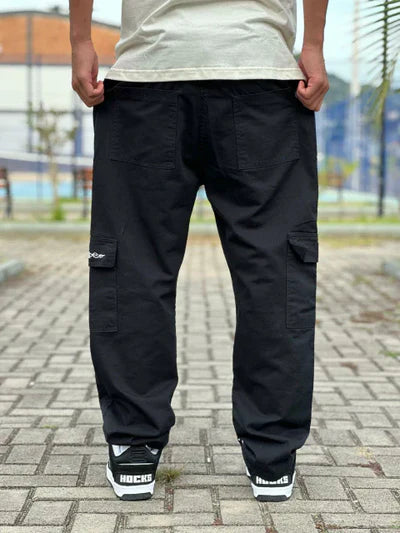 Calça Cargo Trip Side de Sarja Preta