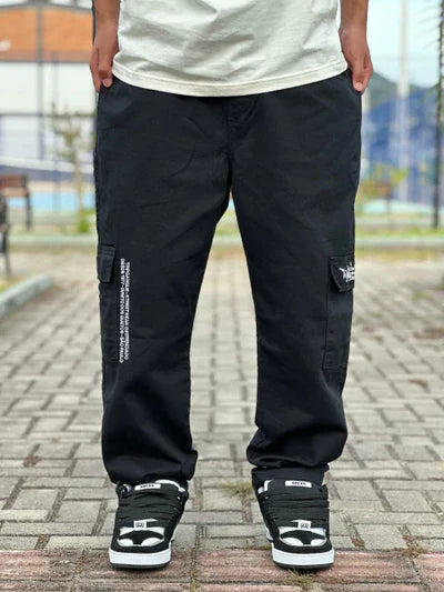 Calça Cargo Trip Side de Sarja Preta